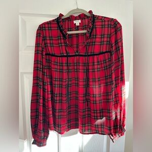 J. Crew Red and Black Plaid Blouse